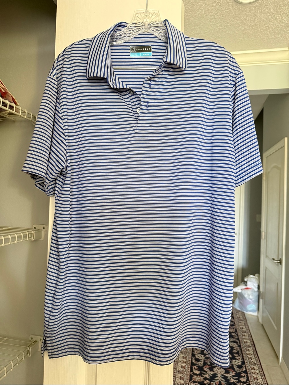 PGA Tour Men’s Blue & White Striped Polo